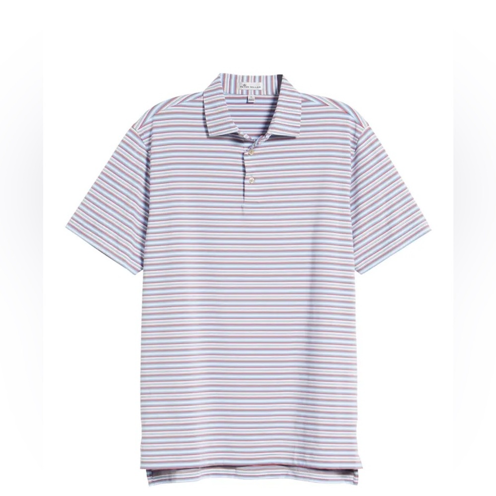 Peter Millar Striped Polo in Blue, Pink, White